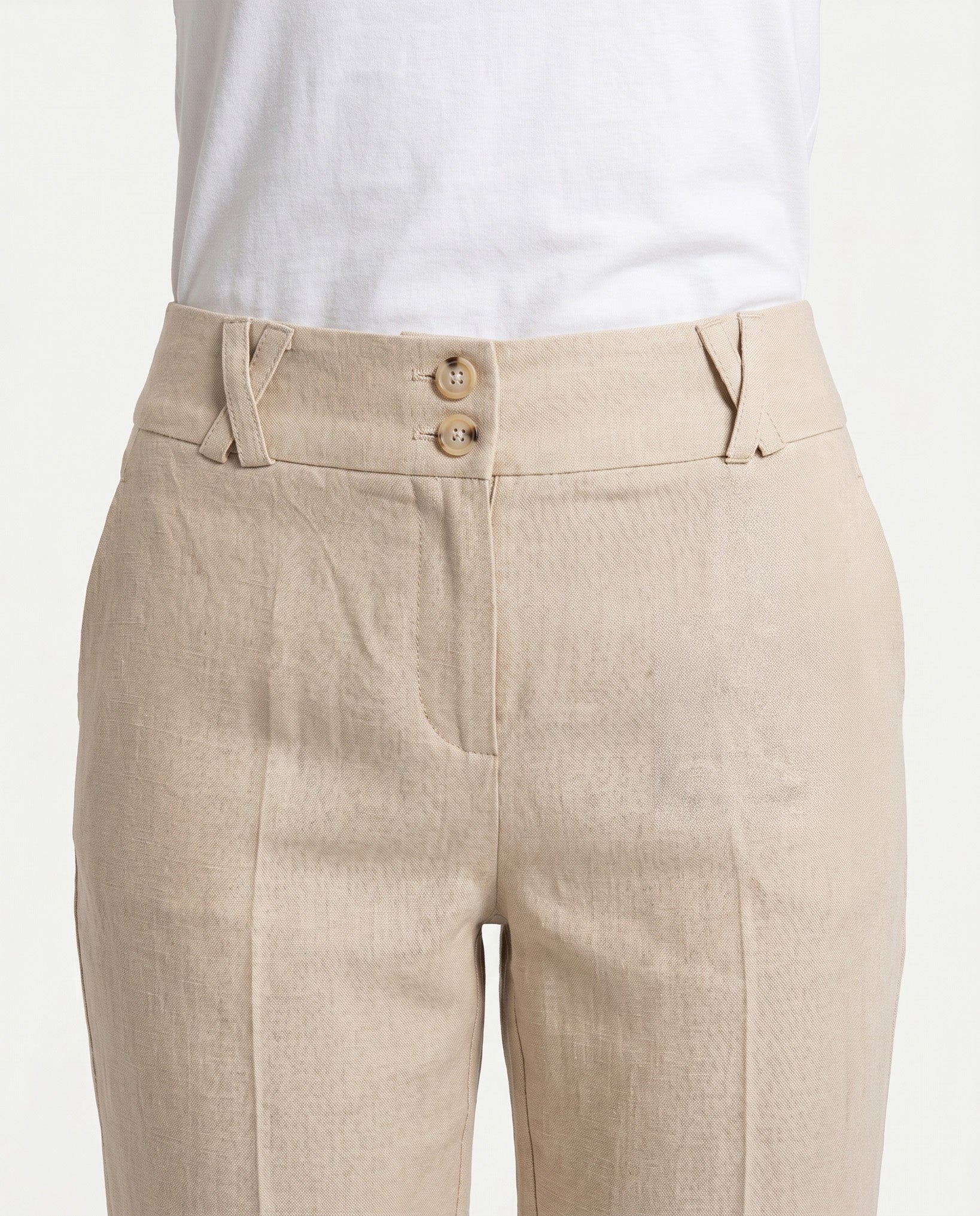 PANTALONE SPACCHETTO LINO - BEIGE