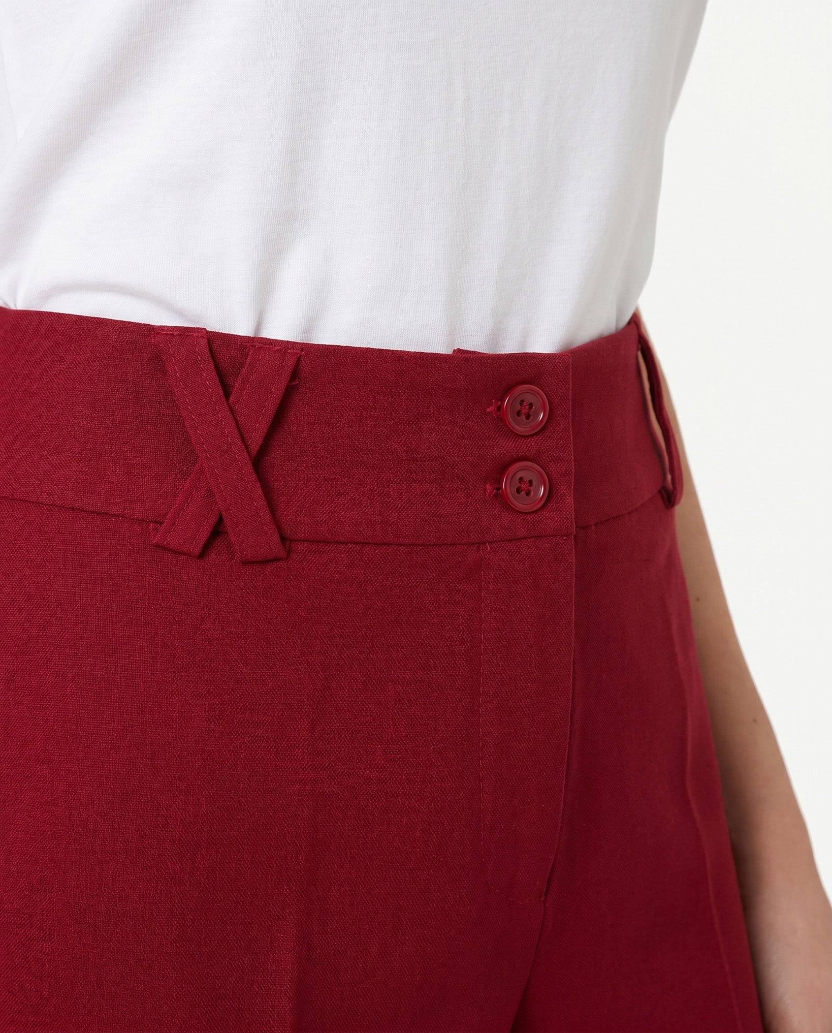 PANTALONE SPACCHETTO LINO - BORDEAUX