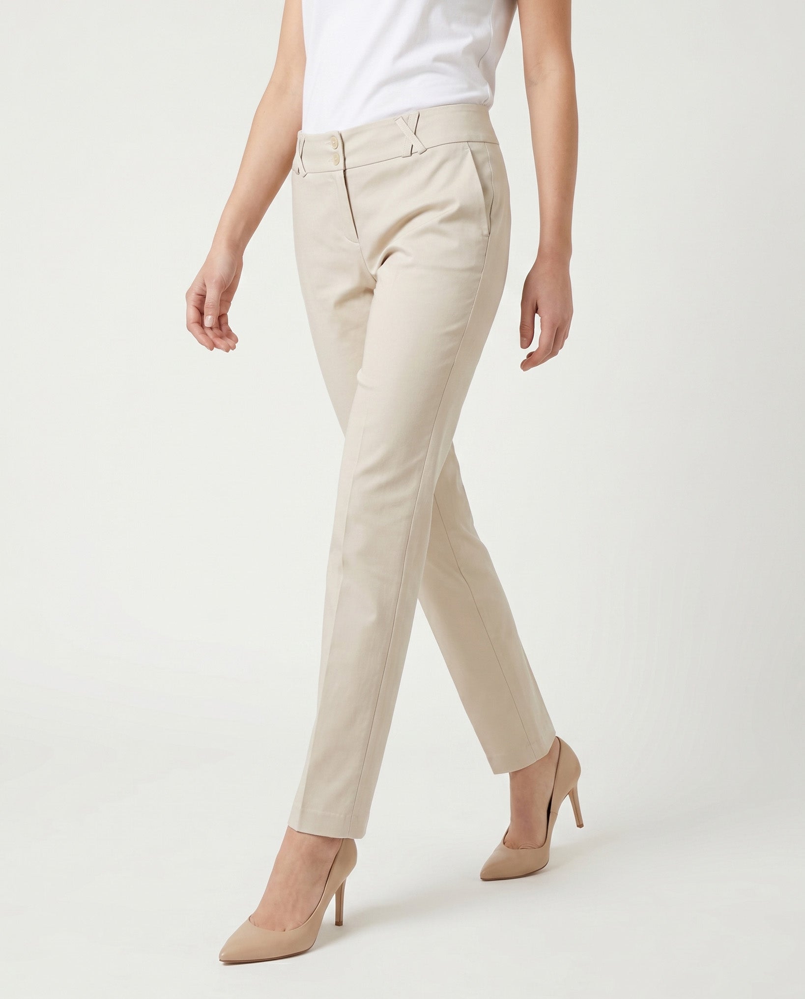 PANTALONE SPACCHETTO COTONE SATIN COMPACT - BEIGE