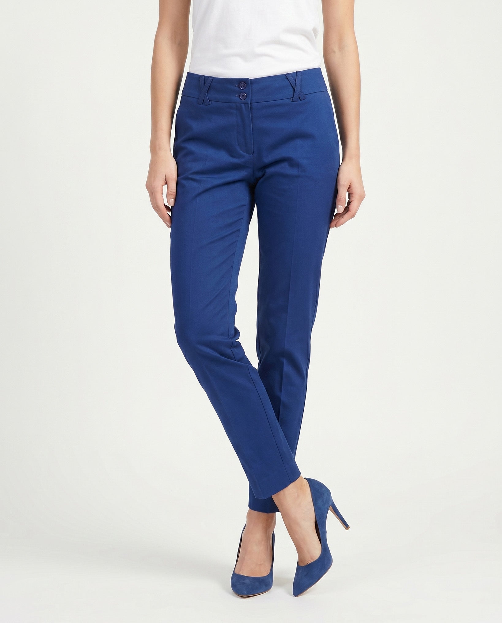 PANTALONE SPACCHETTO COTONE SATIN COMPACT - BLU