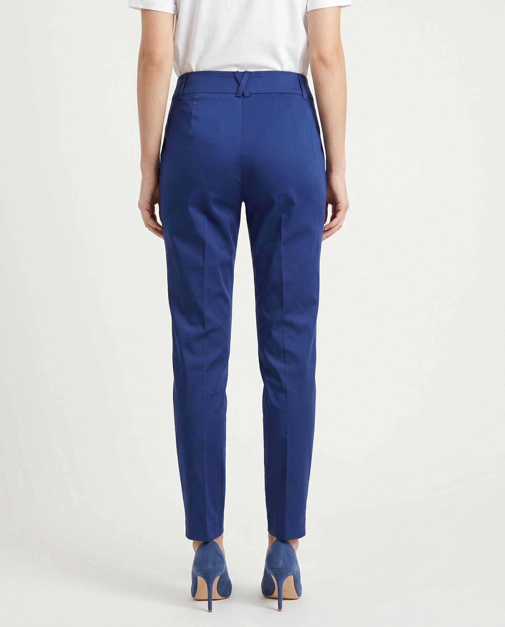 PANTALONE SPACCHETTO COTONE SATIN COMPACT - BLU