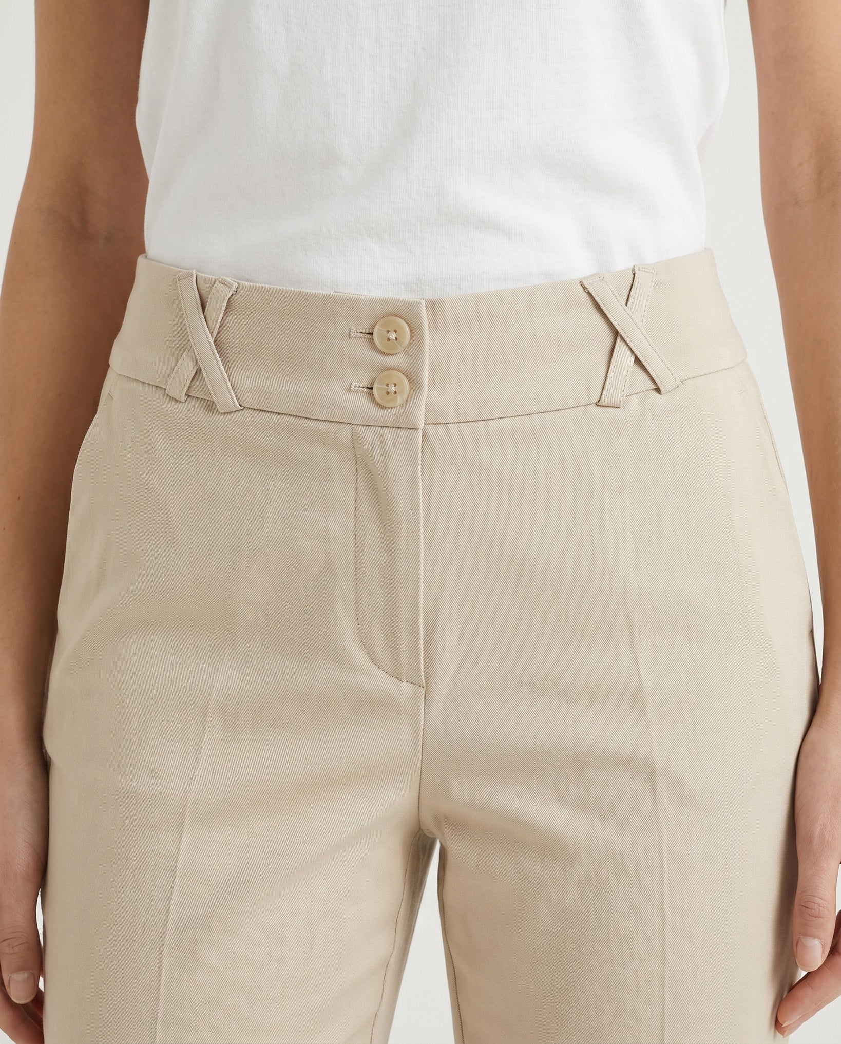 PANTALONE SPACCHETTO COTONE SATIN COMPACT - BEIGE