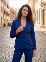 GIACCA COTONE SATIN COMPACT - BLU