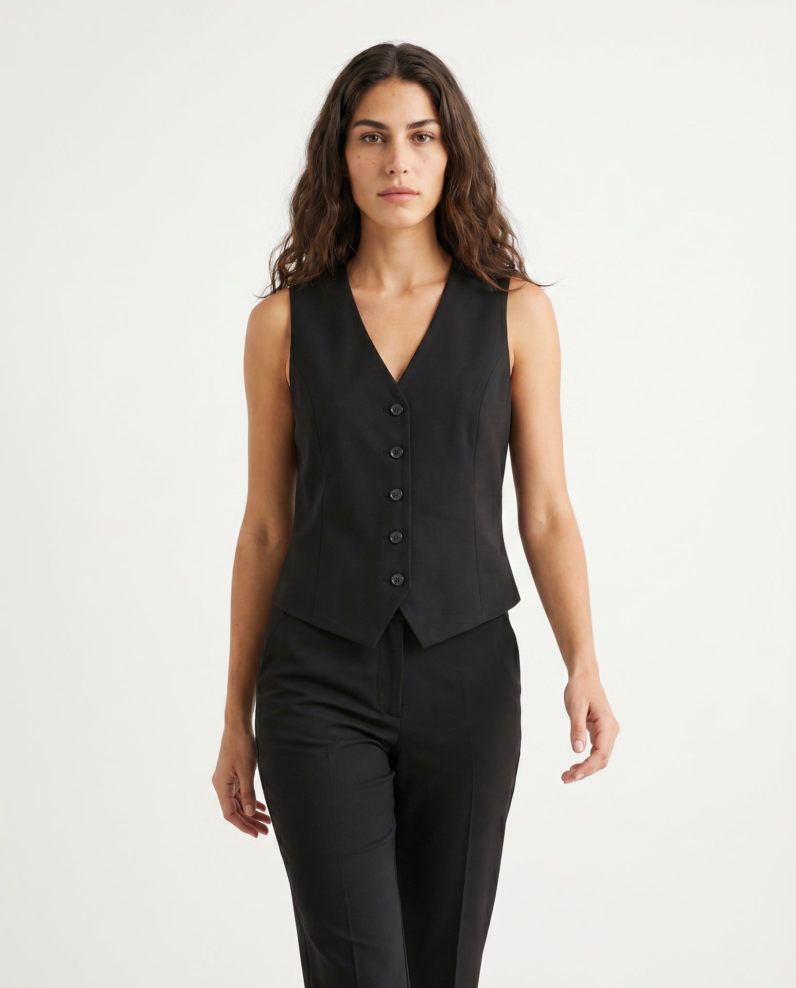 GILET COTONE SATIN COMPACT - NERO