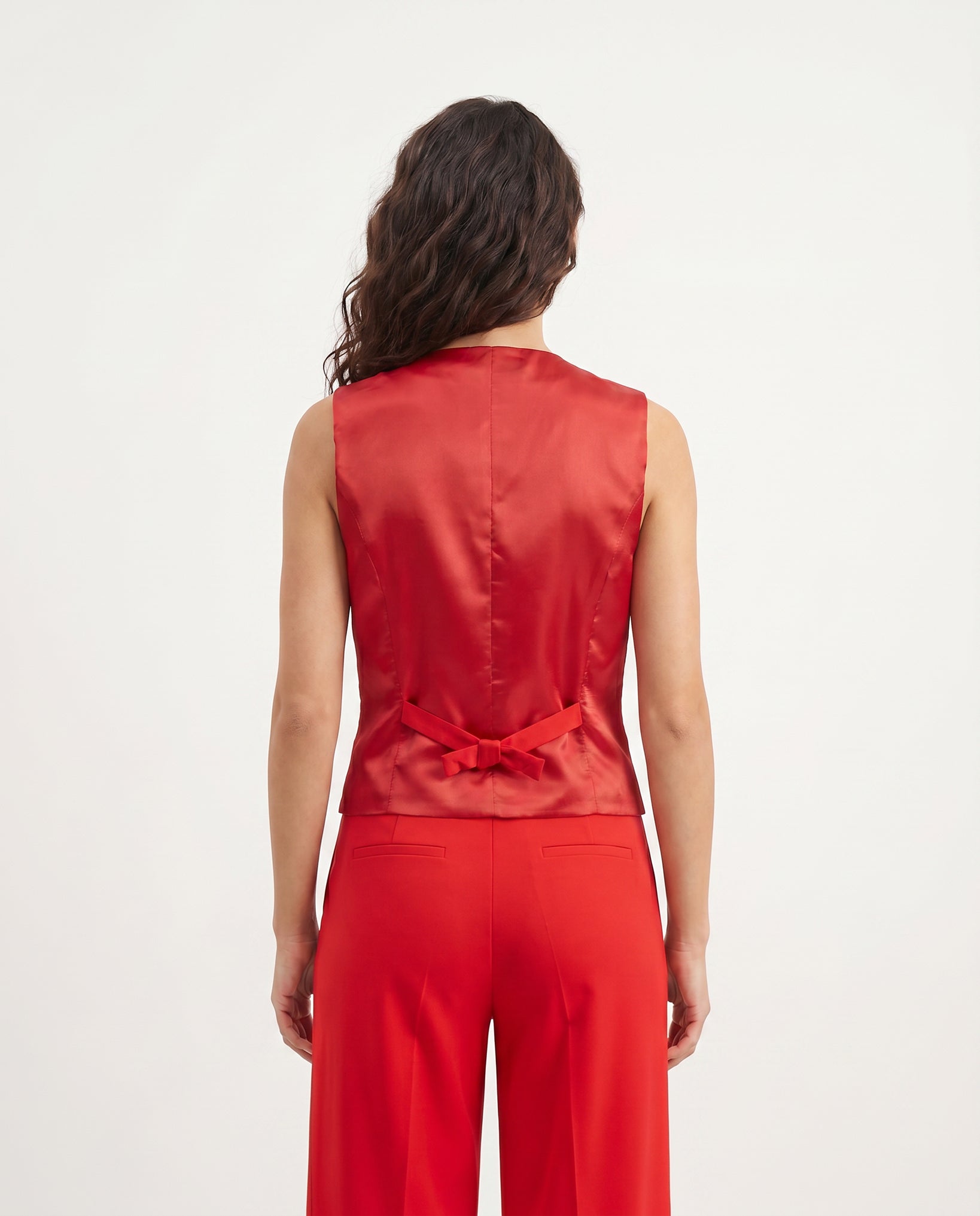 GILET COTONE SATIN COMPACT - ROSSO