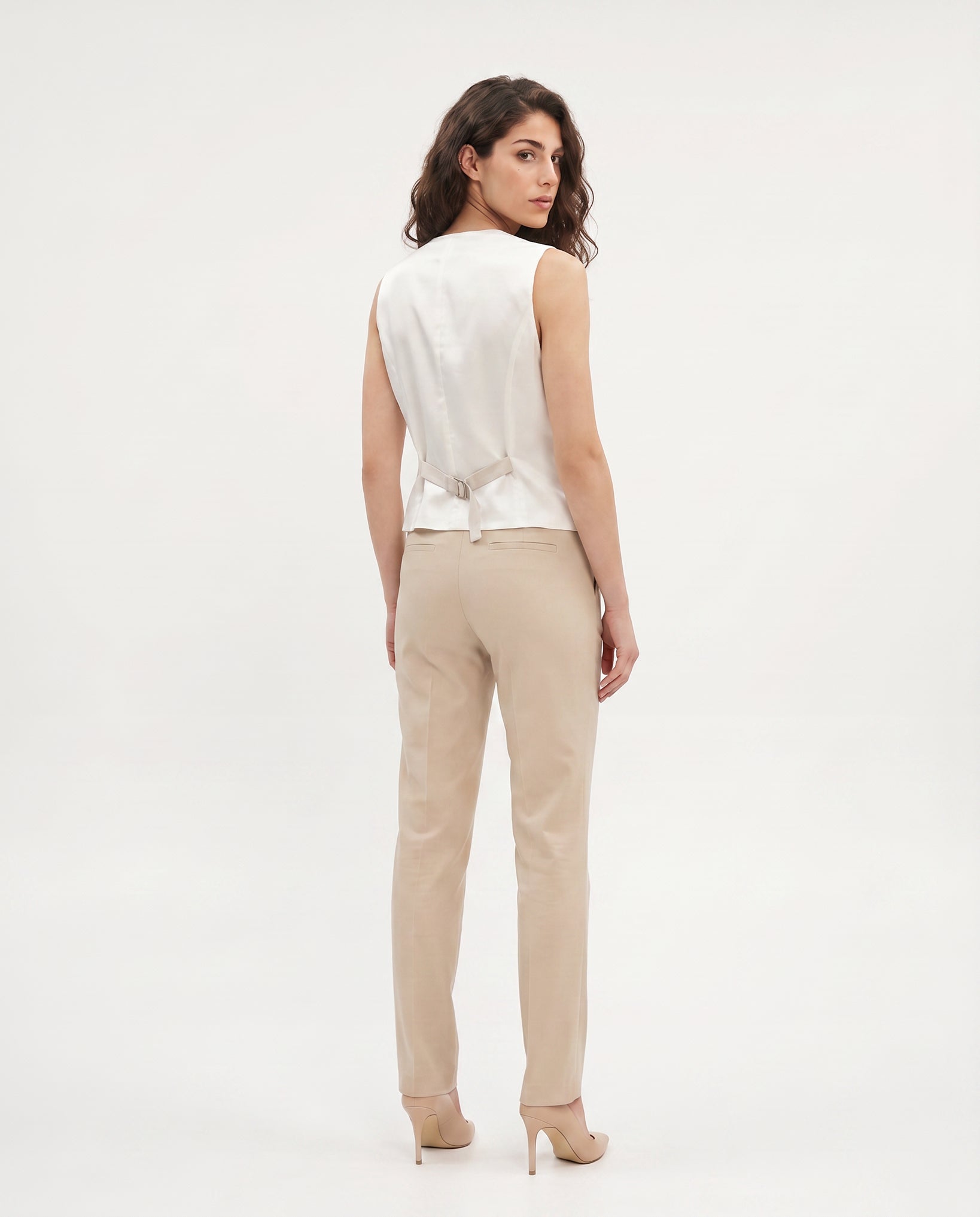 GILET COTONE SATIN COMPACT - BEIGE