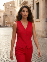 GILET COTONE SATIN COMPACT - ROSSO