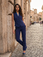 GILET COTONE SATIN COMPACT - BLU
