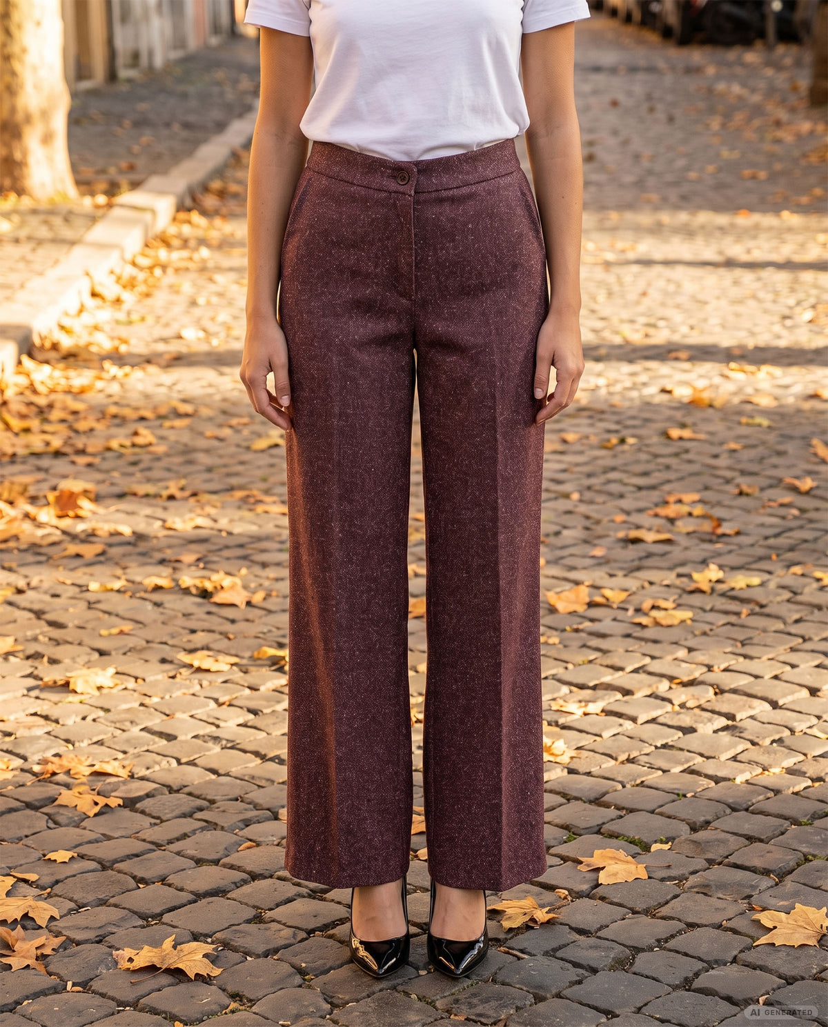 PANTALONE TAORMINA MELANGE - BORDEAUX